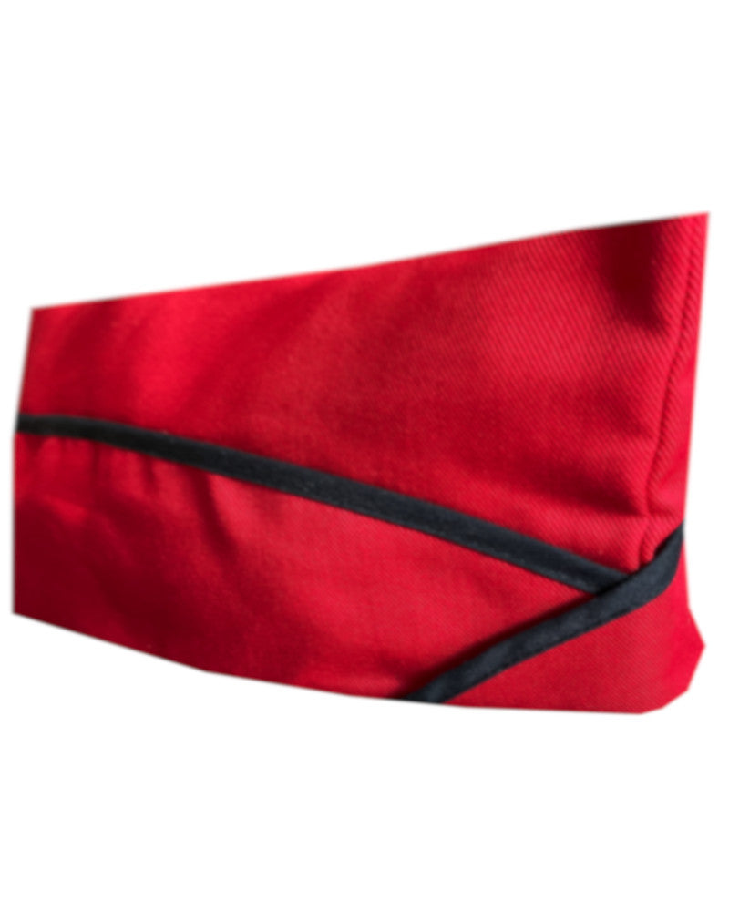 Tasteful Style Attire Red Chef Garrison Hat – Polycotton Hotel Restaurant Kitchen