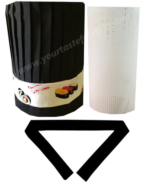 hibachi chef hat set, hibachi chef tall hat, Teppan Chef Hat Sets