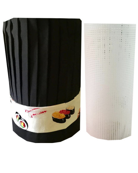 teppan chef hat set, tall hat set, headband hat set, plastic hat holder