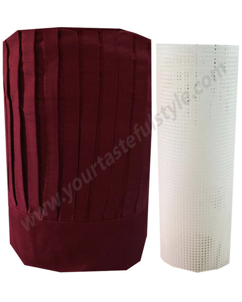 chef tall hat set, burgundy chef tall hat set
