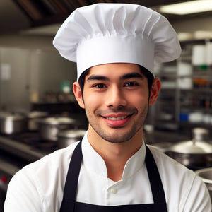 white chef hats, poplin chef hats