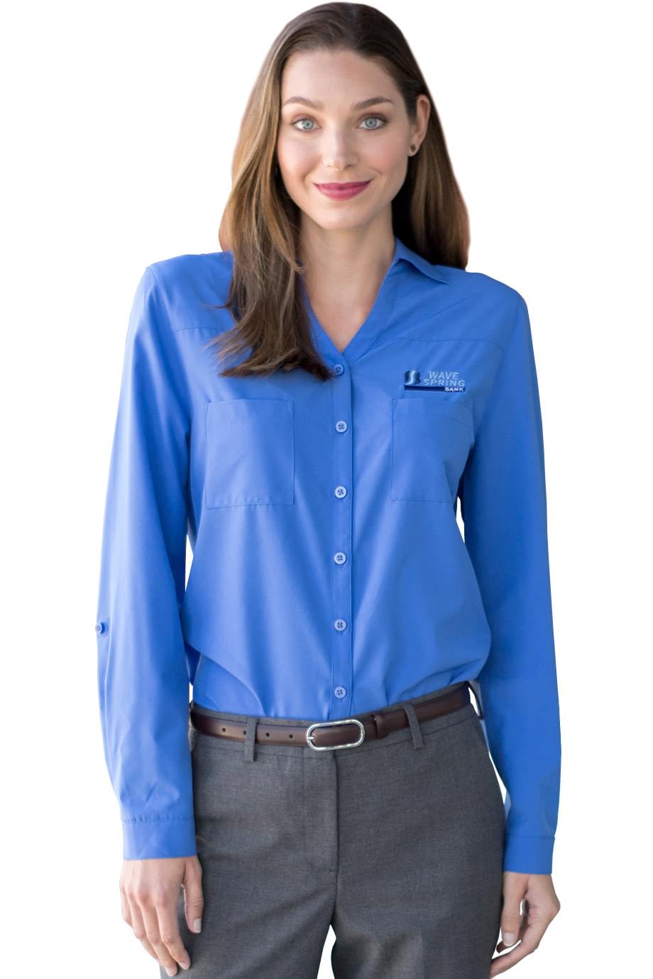 long sleeve blouse, blue blouse, modern shirt for women, poplin shirt