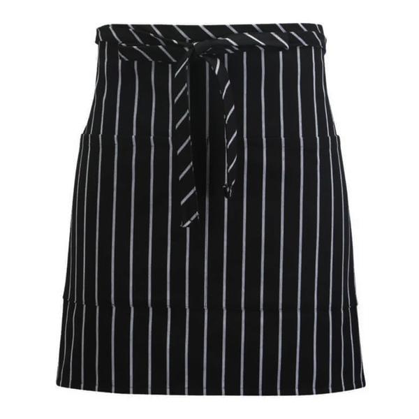 Half-bistro apron with center-divided patch pocket