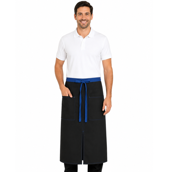 full size bistro apron, bistro apron, dinner server apron, black and blue apron