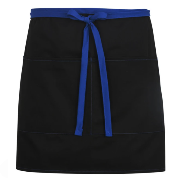 bistro apron, black and blue bistro apron, aprons
