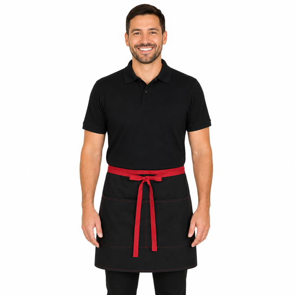 Black half bistro apron for chef