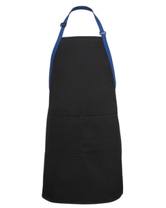 bib apron, two pockets bib apron, black and blue apron