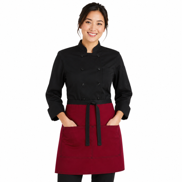 Burgundy Heavy Duty Bistro Apron with two pockets
