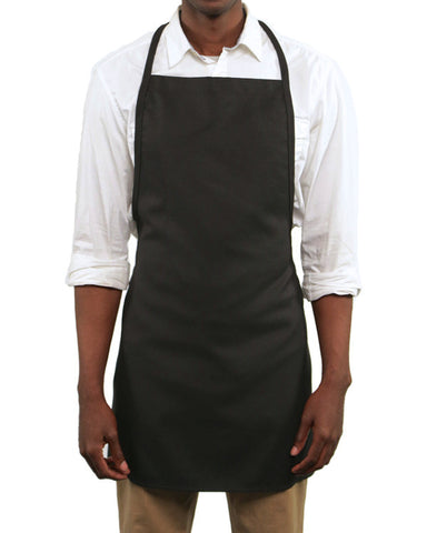 bib apron black, black bib apron, no pocket bib apron