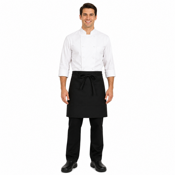Black Half Bistro Chef Apron with two pockets