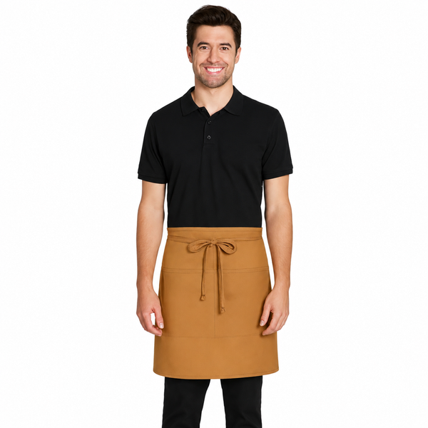 half bistro apron, bistro aprons, nutmeg color bistro apron, aprons
