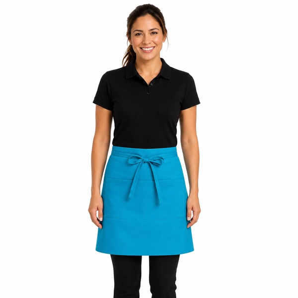 two pockets bistro apron, bistro aprons, turquoise apron, front house bistro apron, front house apron, bistro apron