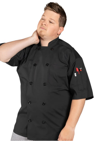 mesh back chef coat, black chef coat