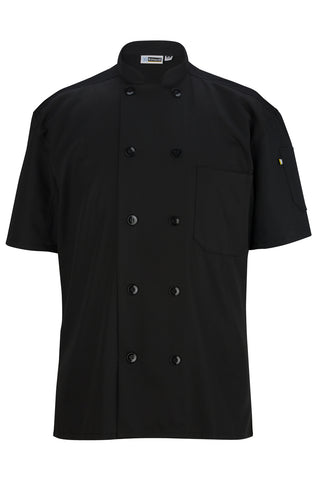 black chef coat with back mesh, short sleeve chef coat