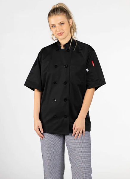 short sleeve chef coat, black chef coat