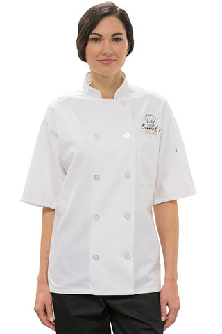 short sleeve chef coat with back mesh, white chef coat