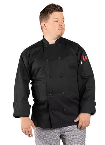 knot buttons chef coat, chef jacket, classic black chef coat