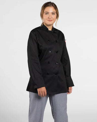Lady black chef coat, Lady classic chef coat