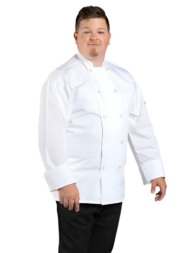 mesh back white chef coat, long sleeves chef coat mesh back