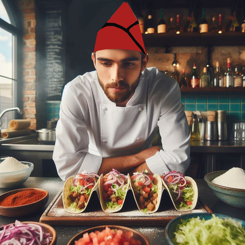 red Garrison hat, red chef garrison hats