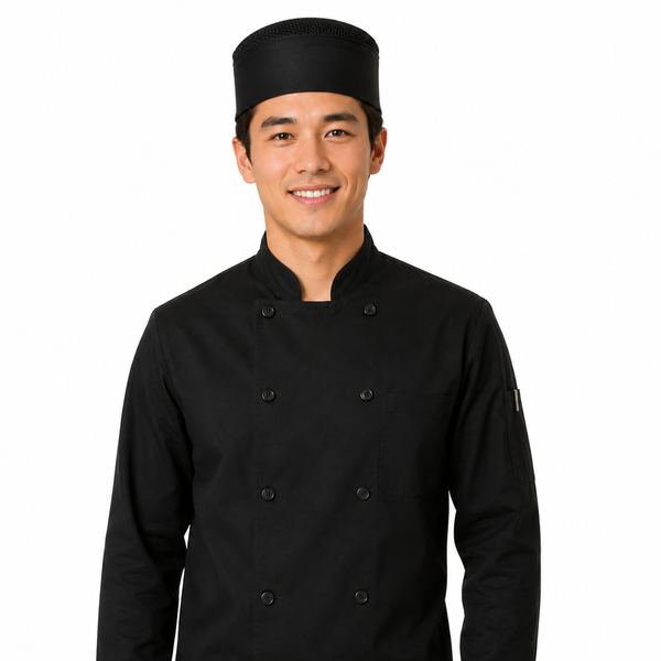 black classic chef hat, kitchen black chef hat, black chef hat, Vent top chef hat
