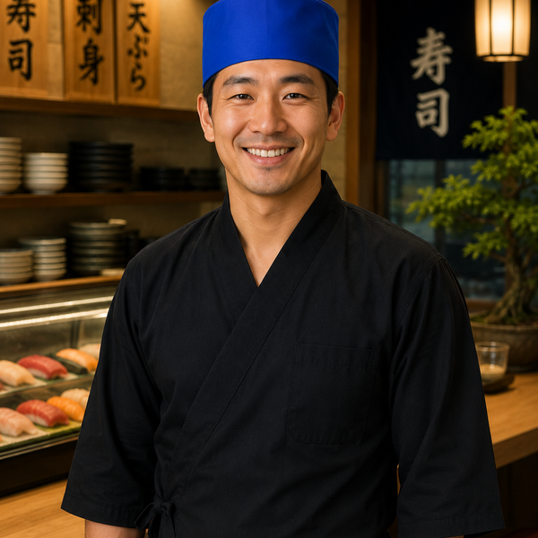 blue sushi chef hat, sushi chef blue hat, sushi chef hat