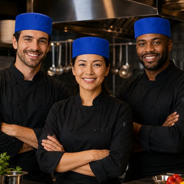 Kitchen chef hat, restaurant chef headwear, 3-piese blue chef hat