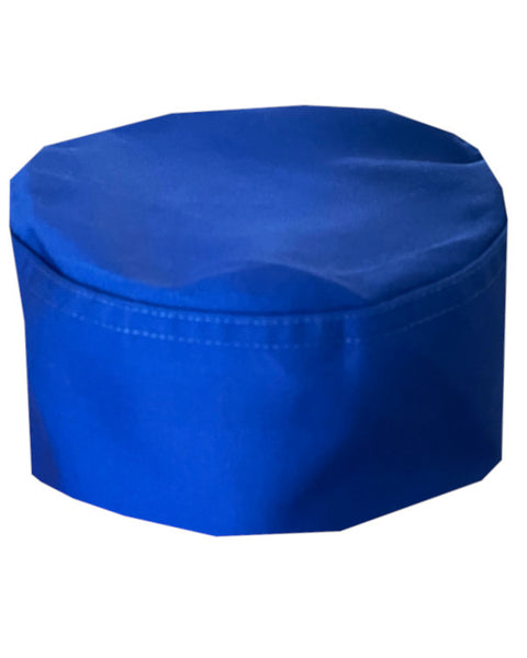 Blue adjustable chef hat, unisex design for professional uniforms, easy to maintain and durable.