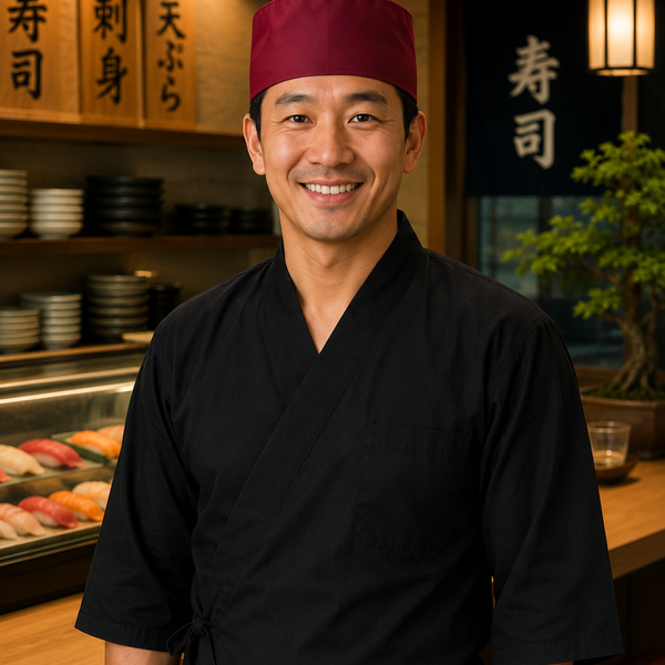 Burgundy sushi chef hat, sushi chef burgundy hat, sushi chef hat
