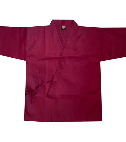 sushi server coat, sushi chef coat, burgundy sushi coat, happi coat