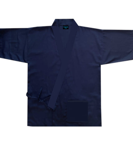 SUSHI CHEF COAT, dark blue sushi chef coat, outside pocket sushi chef coat
