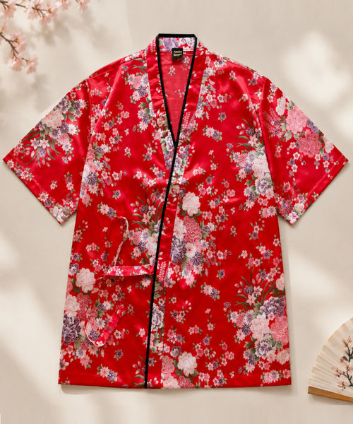 short kimono, flower kimono, flower happi coat, ladies happi coat, Japanese gifts, Japanese uniforms