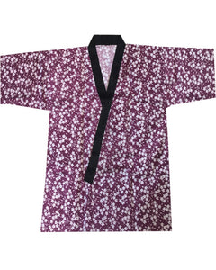 cherry blossom happi coat, purple ladies flower happi coat, happi coat, Japanese kimono, Japanese happi coat