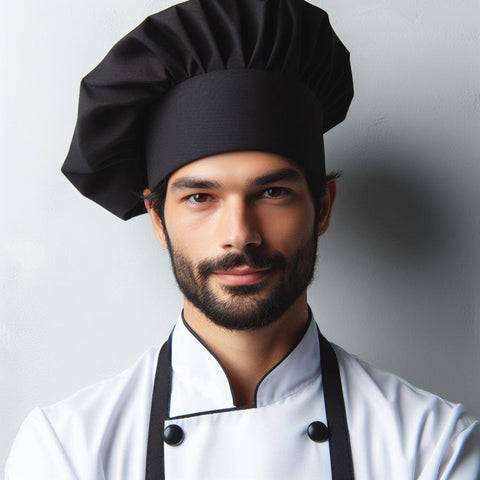 classic chef hat, black chef hat