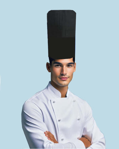 Extra tall chef hat, black chef tall hat, black chef pleated tall hat