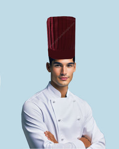 Burgundy chef tall hat, chef tall hat, burgundy chef hat
