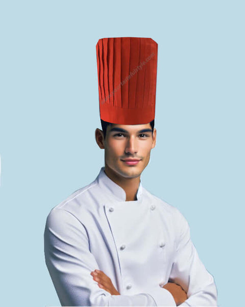 High Quality Fabric Pleated Chef Tall Hat DARK BLUE Color