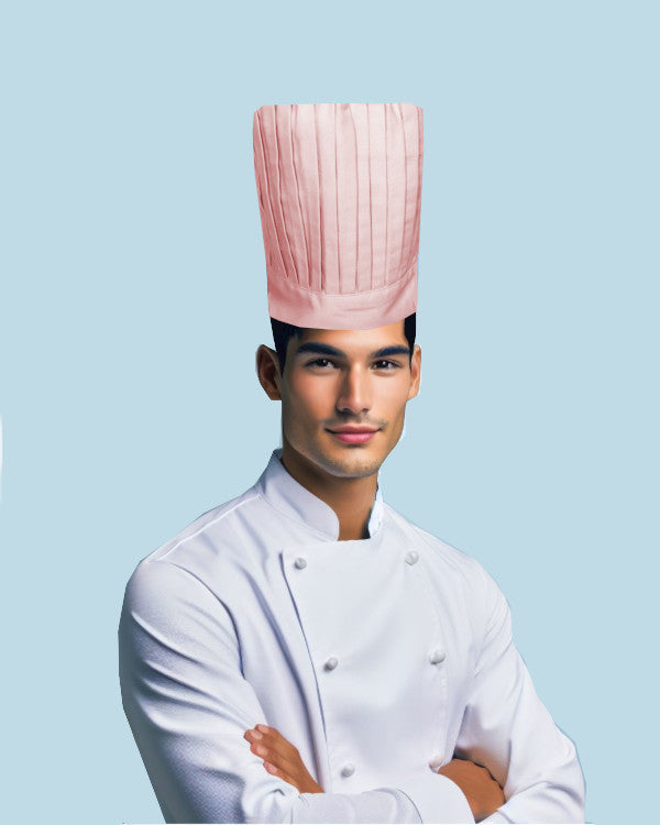 Pink chef tall hat, Pink chef pleated hat