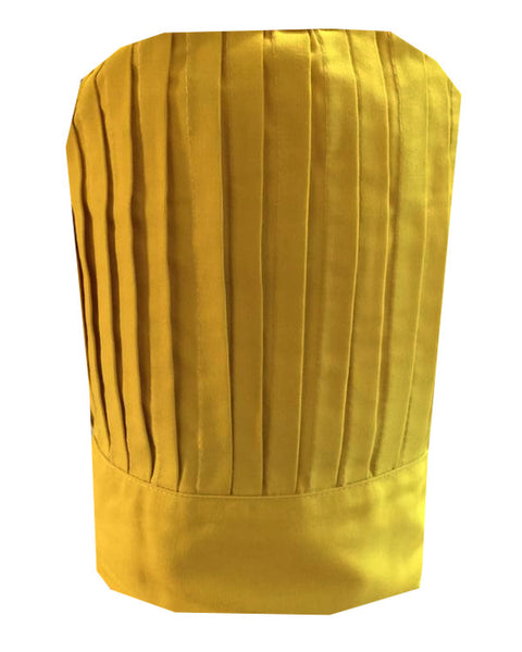 yellow chef pleated tall hat, chef tall hat