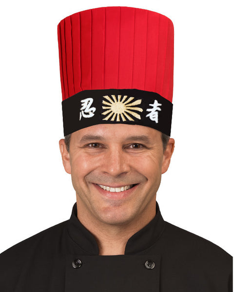 Hibachi chef classic hat set, Hibachi chef uniform, Red Hibachi chef hat set