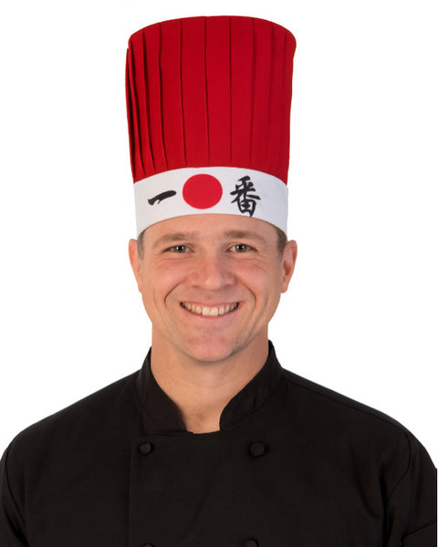 Hibachi chef tall hat set, Hibachi chef hat and headband set