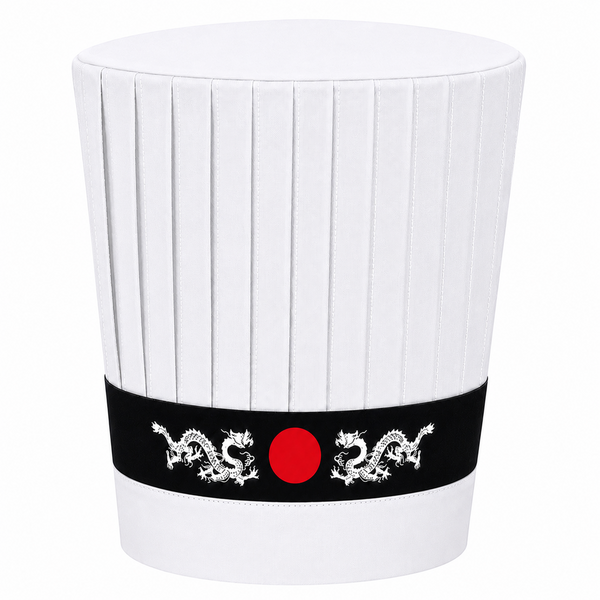 white chef tall hat, Hibachi chef tall hat set, white hibachi chef hat set, white hibachi chef hat with dragon headband