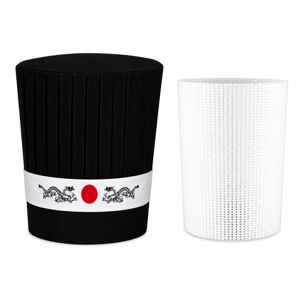 Hibachi restaurant chef hat with Japanese headband and hat support insert