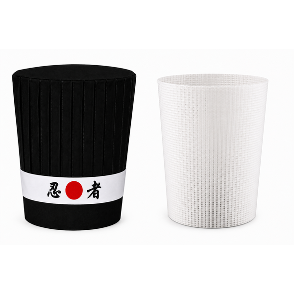 Complete 3-piece Japanese Hibachi chef hat with headband and hat support hat insert set