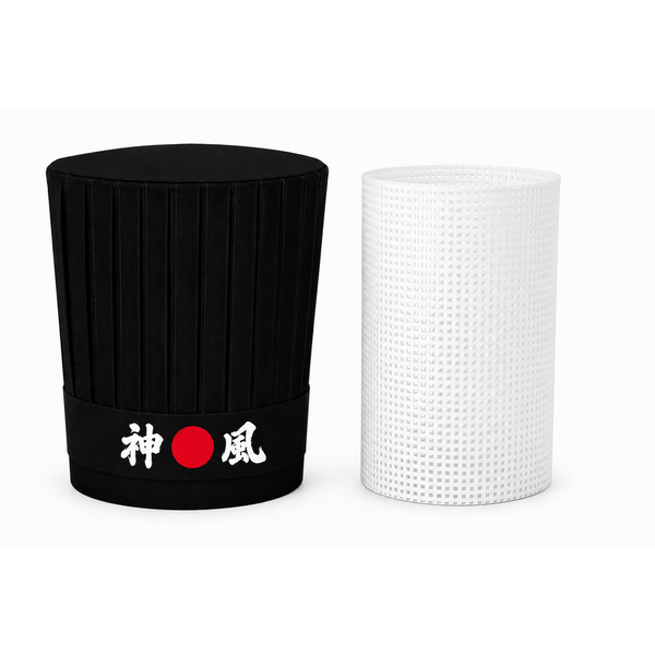 3-piece Hibachi chef hat set with Japanese headband and hat support insert