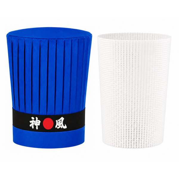 Hibachi chef uniform tall hat with Japanese headband and insert