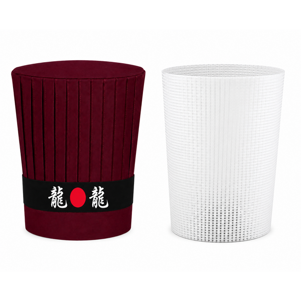 3-piece Hibachi chef hat set with Japanese headband and hat support insert
