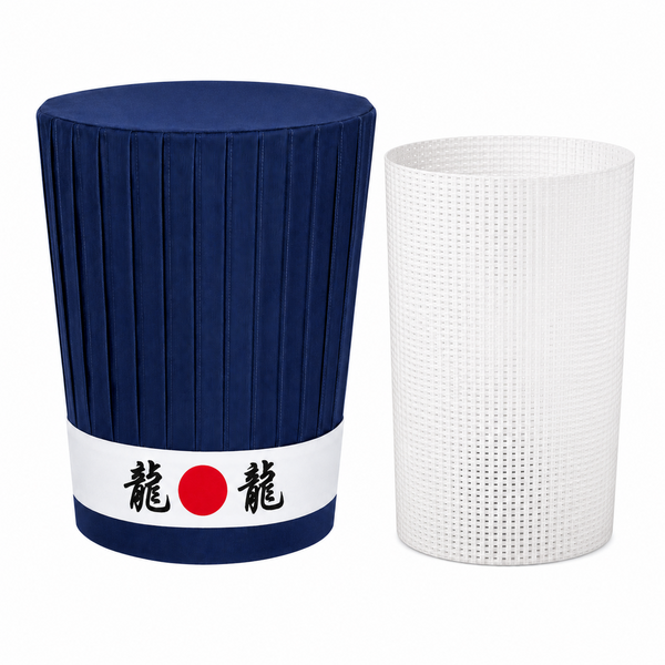Adjustable tall Hibachi chef hat with Japanese printed headband