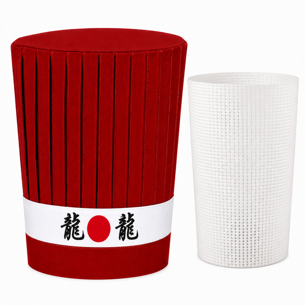 Japanese Teppanyaki chef hat set with headband and support insert