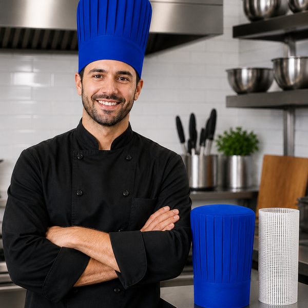 Tall chef hat support accessory for hibachi restaurant chefs